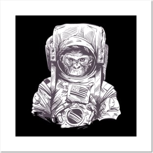 Chimp Wearing An Astronaut Suit Posters and Art